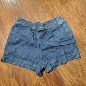 Free Assembly Womens Denim Organic Cotton Shorts Elastic Waist Medium Preowned